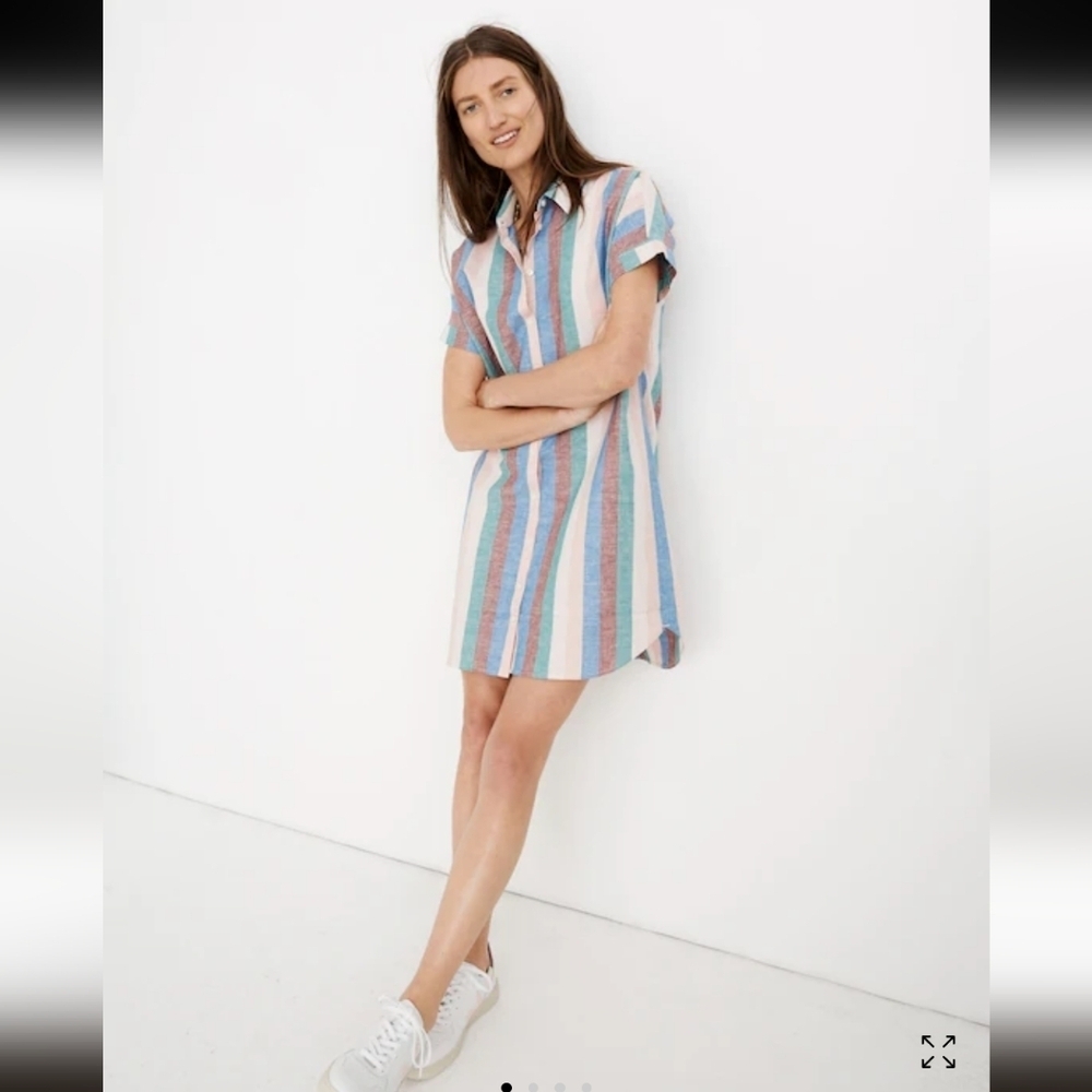 Madewell Striped Short Sleeve Shirt Dress_XS